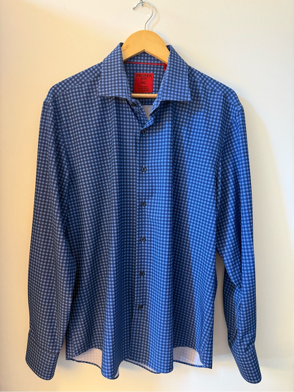 Men's Proper Sport Blue Checked Dress Shirt